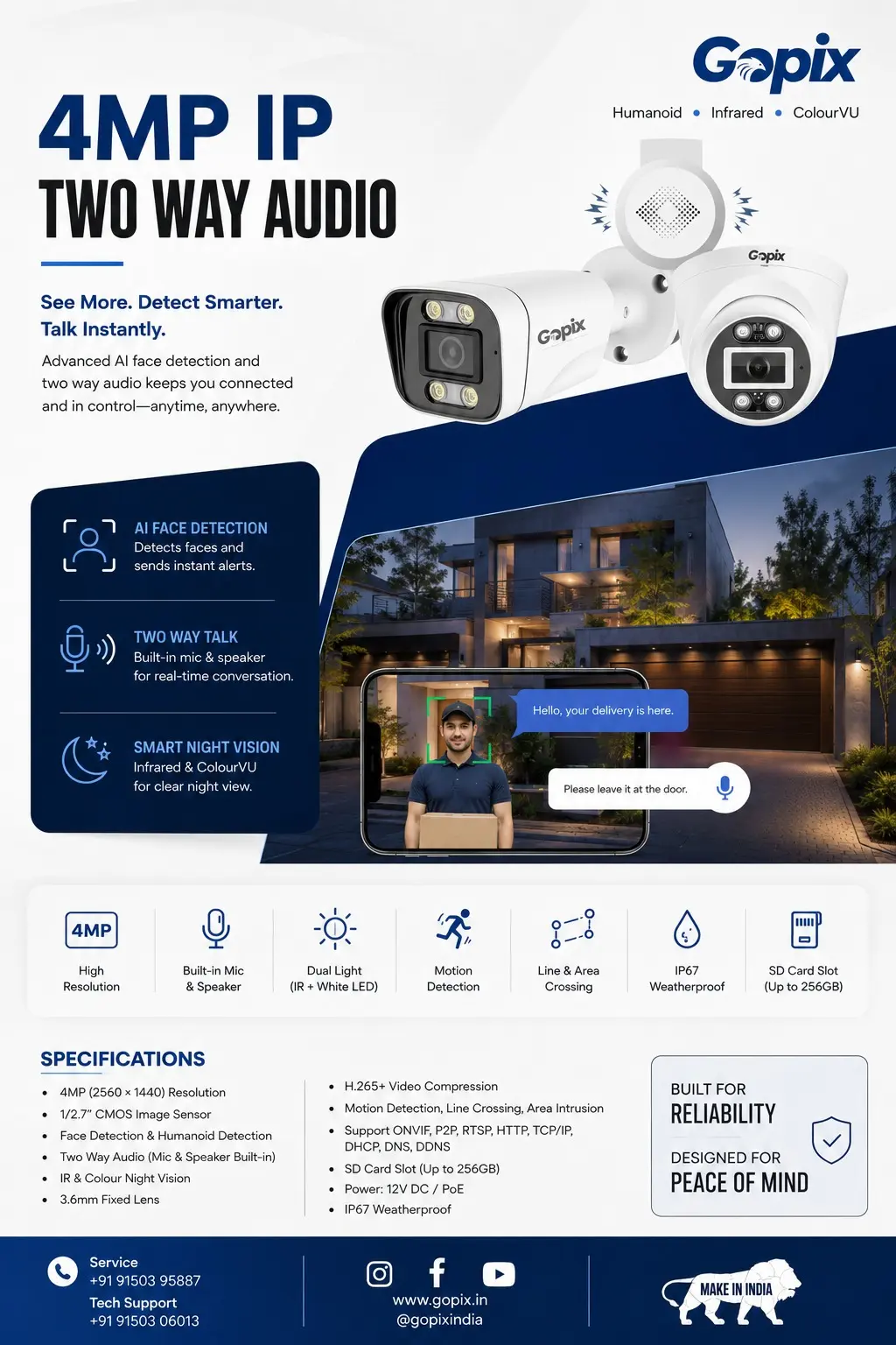 Gopix 4MP 2 Way Audio Camera with AI Face Detection Brochure
