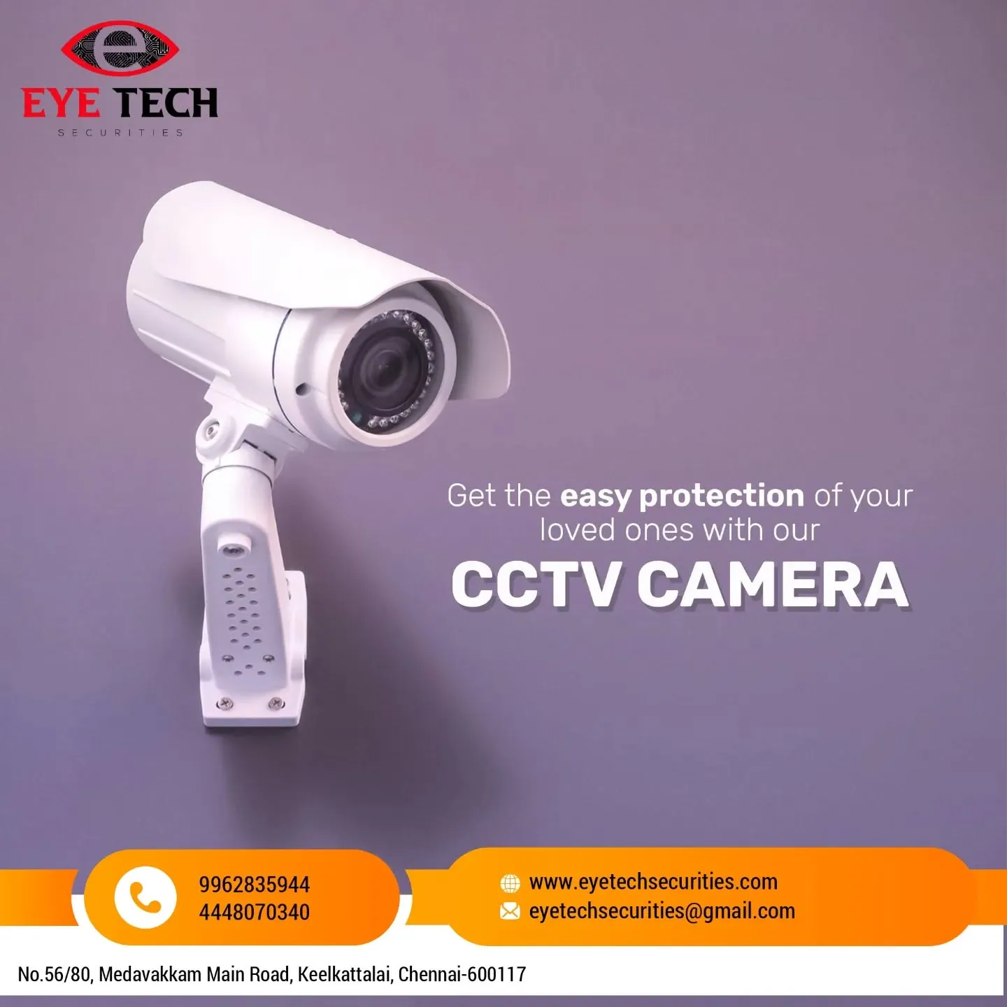 Get your loved one safe with our CCTV Solution.

For Enquiry:🌐:www.eyetechsecurities.com,☎️:9962835
