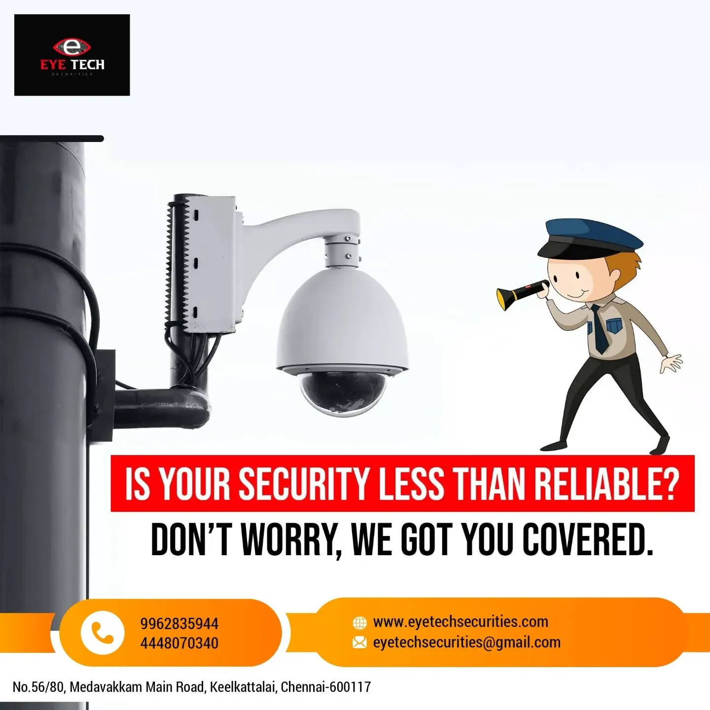 Secure yourself with Active Deterrence.

For Enquiry: 🌐:www.eyetechsecurities.com, ☎️:9962835944 / 