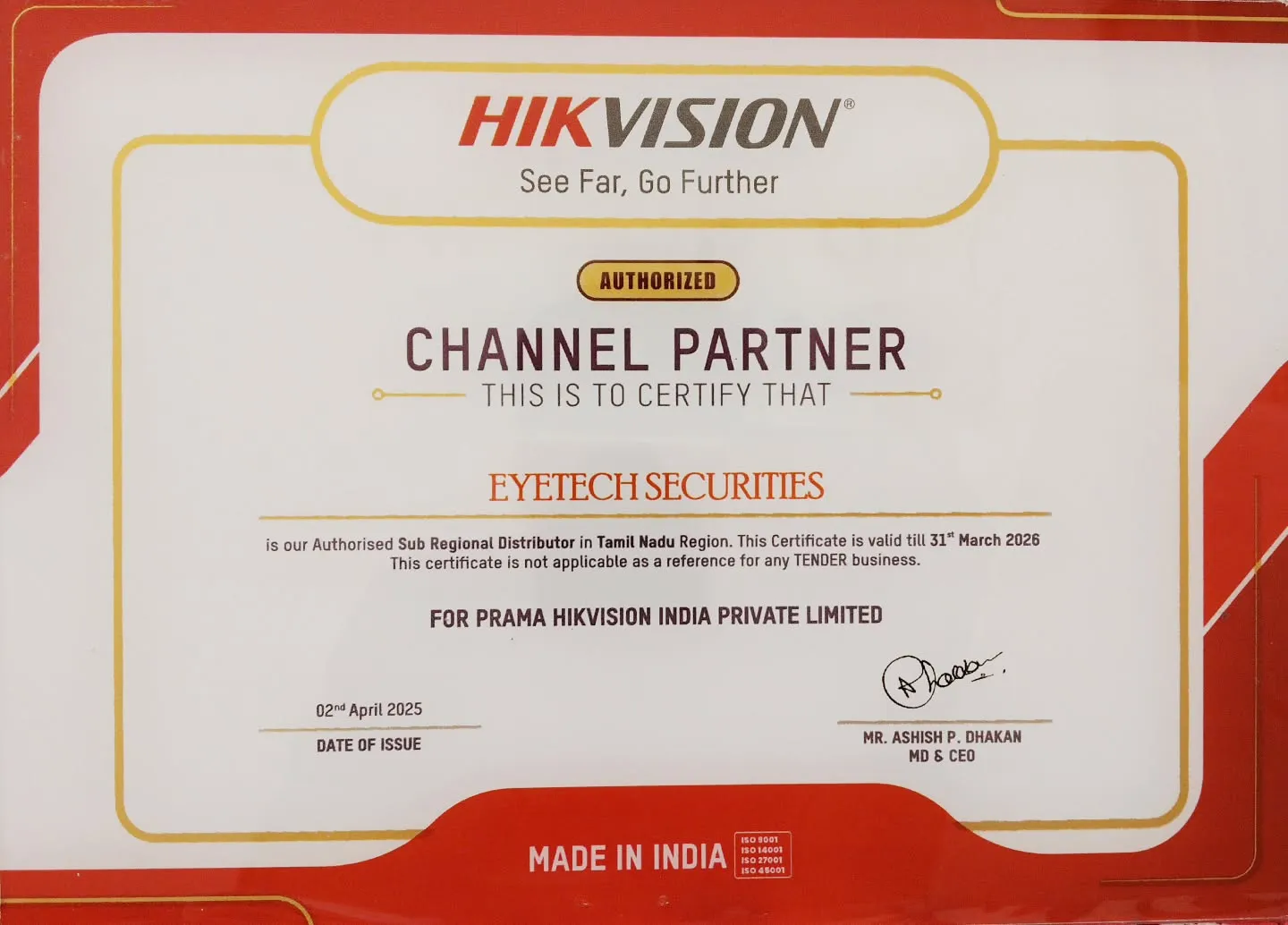 Hikvision Authorised Certificate