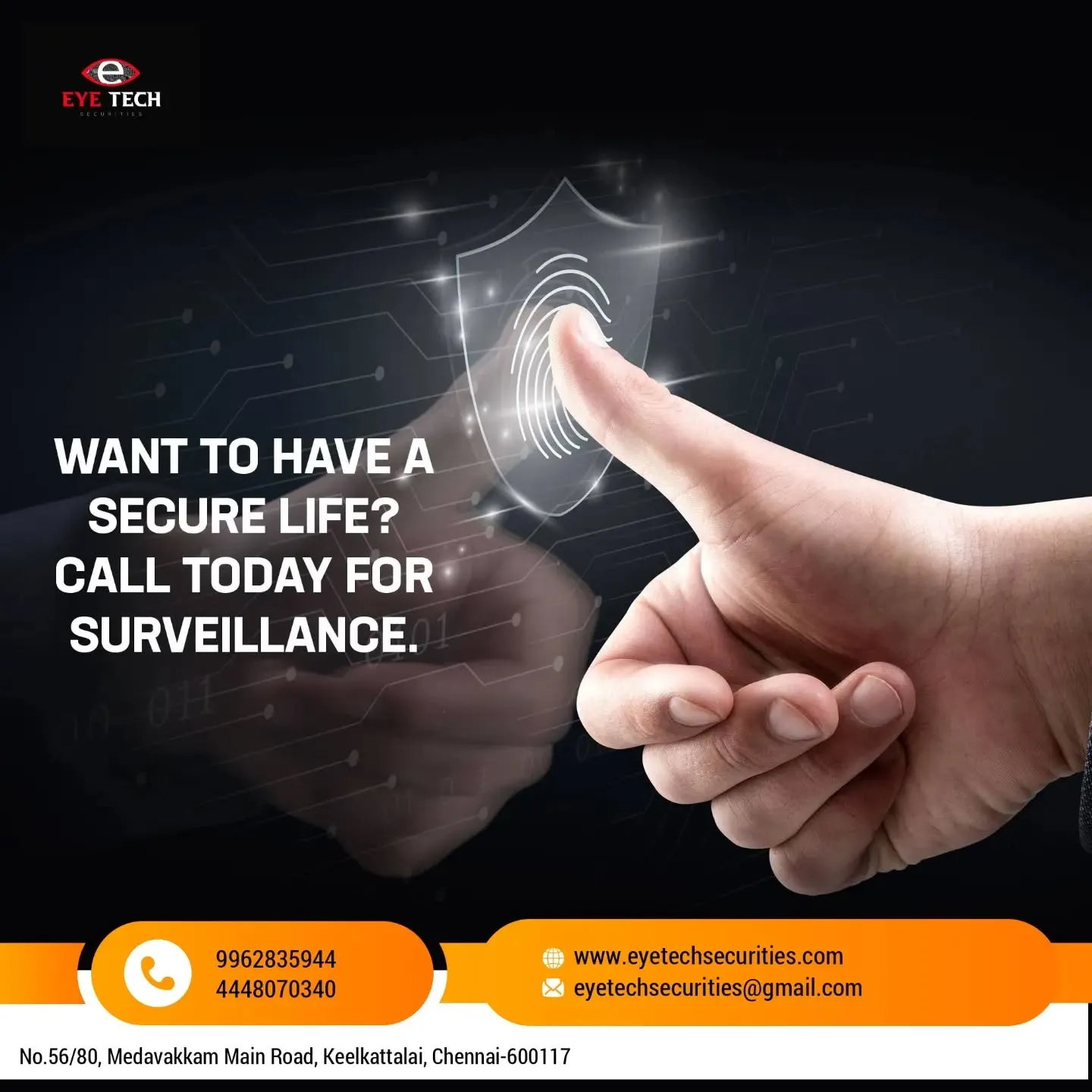 Call us for your surveillance needs.

For Enquiry:🌐:www.eyetechsecurities.com,☎️:9962835944 / 04448