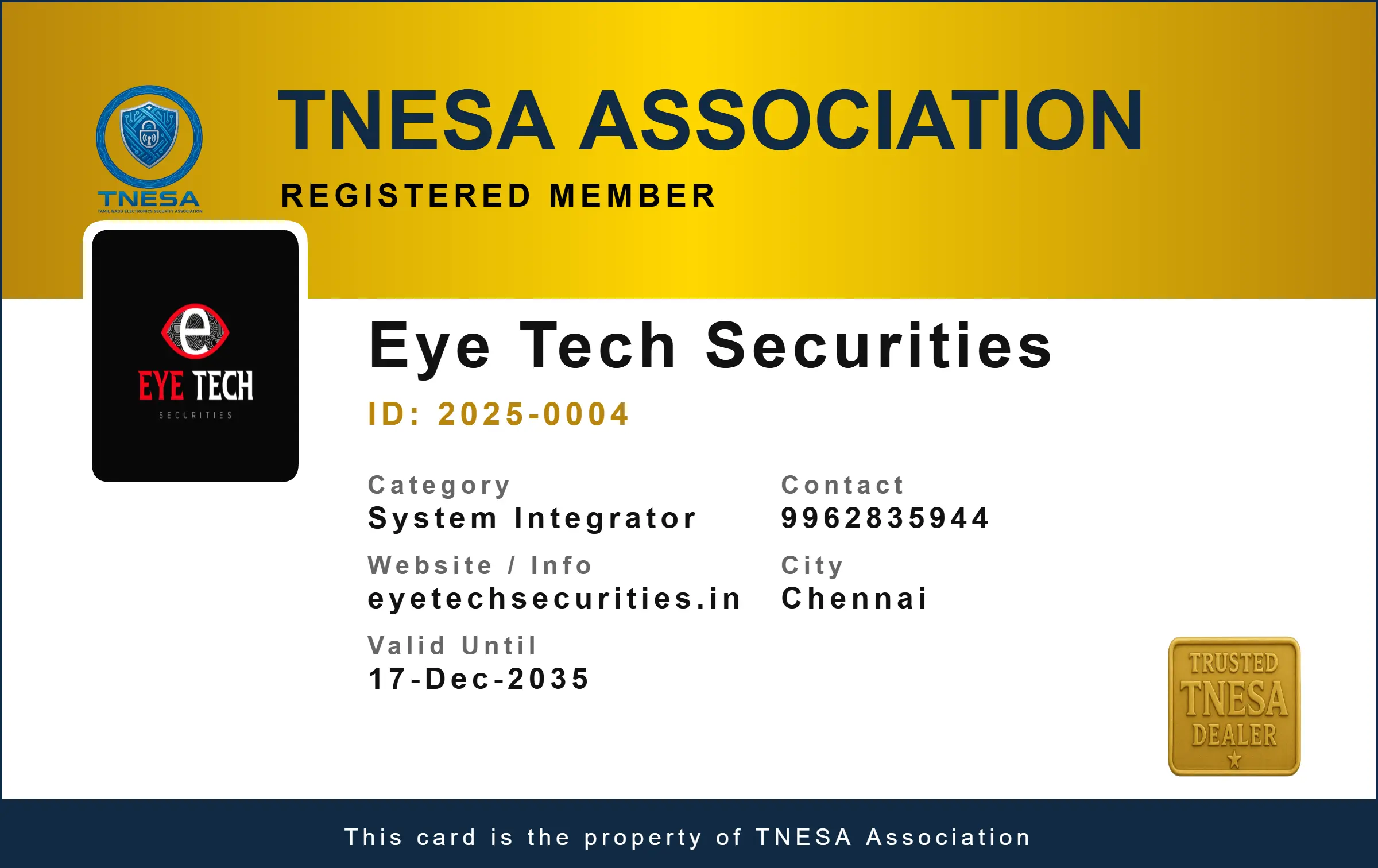TNESA Membership - Trusted CCTV Camera Dealer Chennai