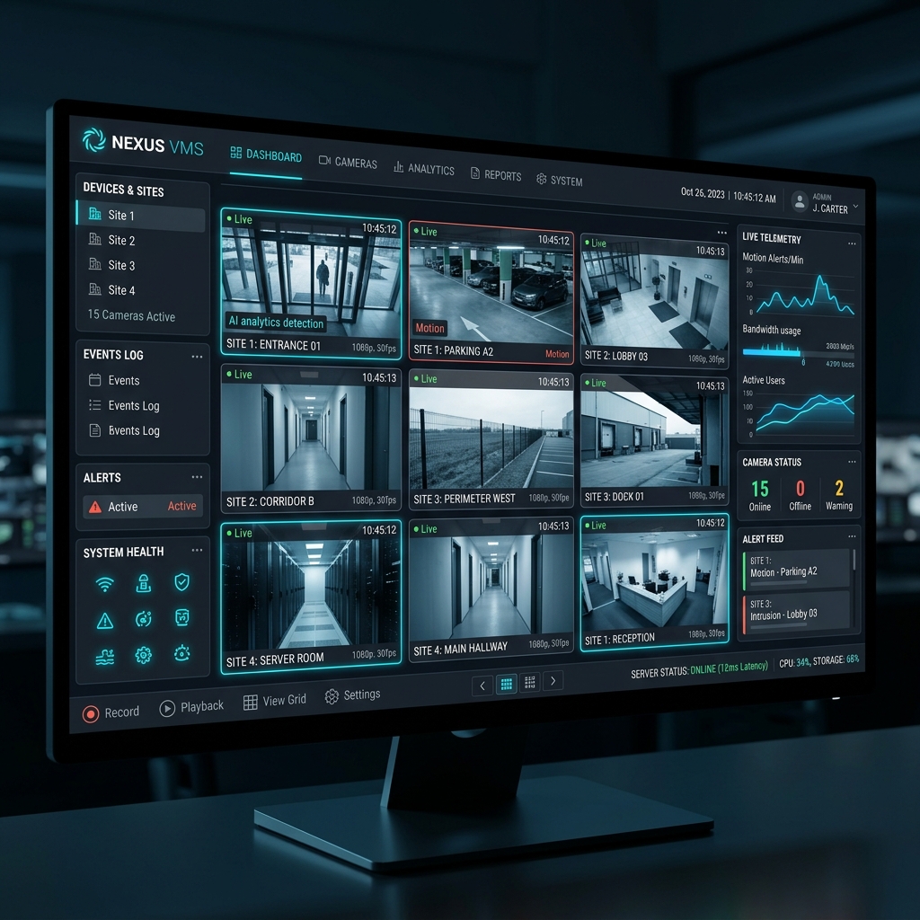 EyeTech VMS Surveillance Dashboard for IP Cameras and NVR Management