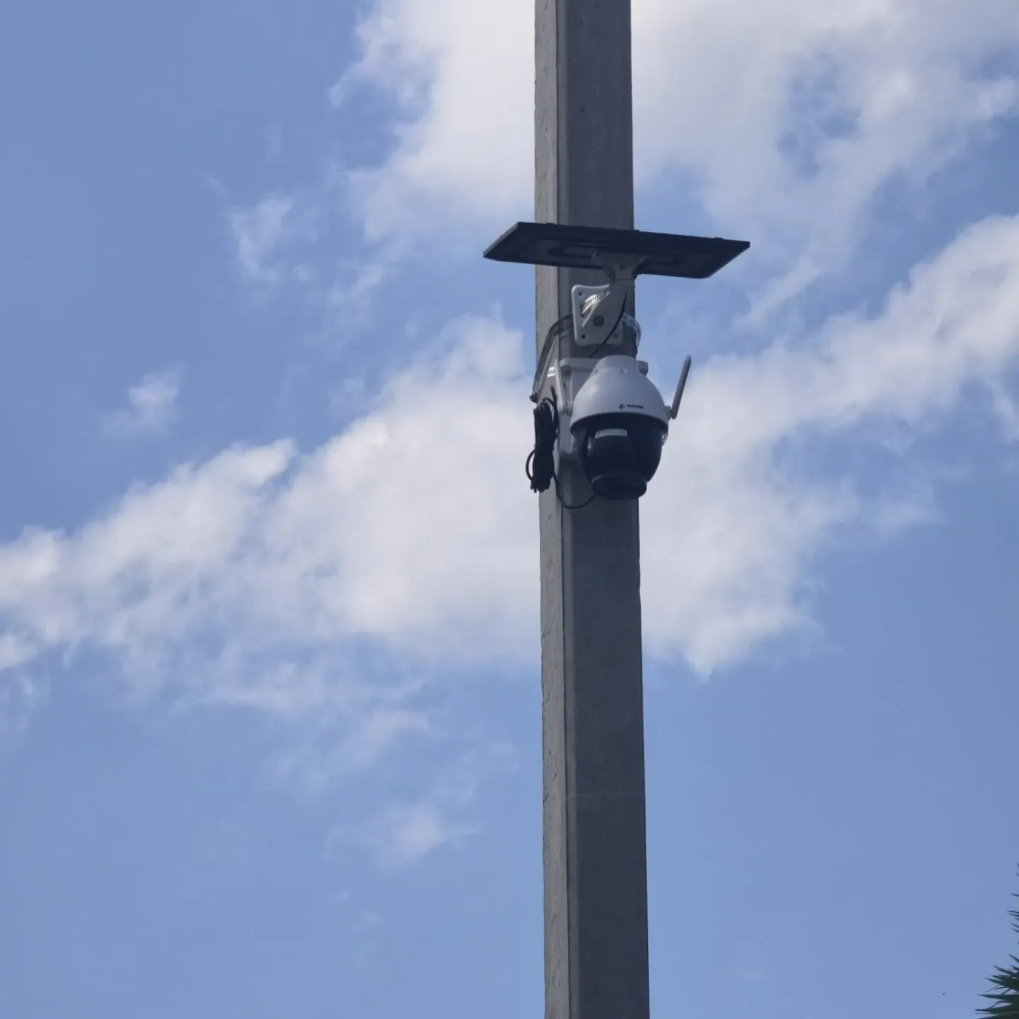 Secureeye 4G Solar CCTV camera installed on pole at residential empty plot in Ponmar Chennai
